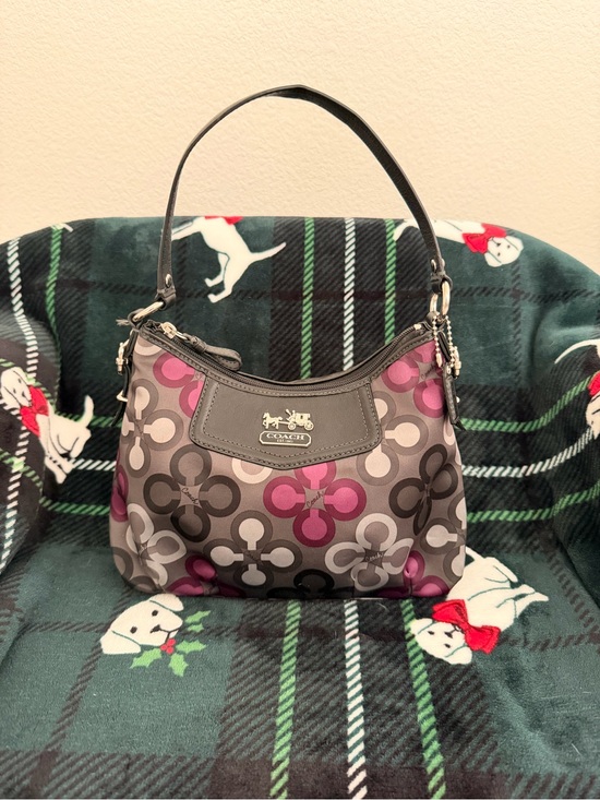 Coach Handbags - Coach Floral Signature Shoulder Bag in Gray, Pink & Magenta